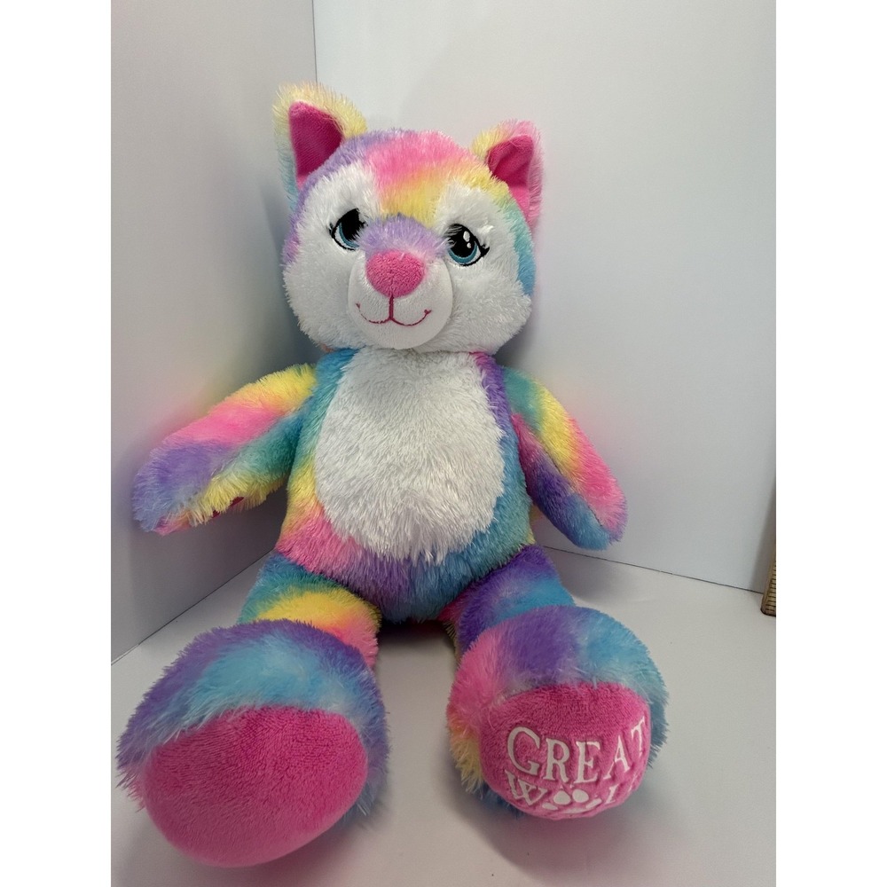 Great Wolf Lodge Rainbow Wolf Plush Stuffed Animal Toy Medium Soft Cute Cuddly